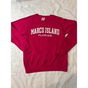 Pacific & Co Sweatshirt Women Small Pink Excellent Marco Island Florida Graphic